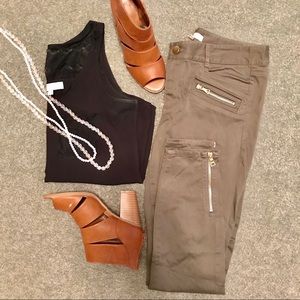 LOFT | Marisa skinny zip pocket sateen pants